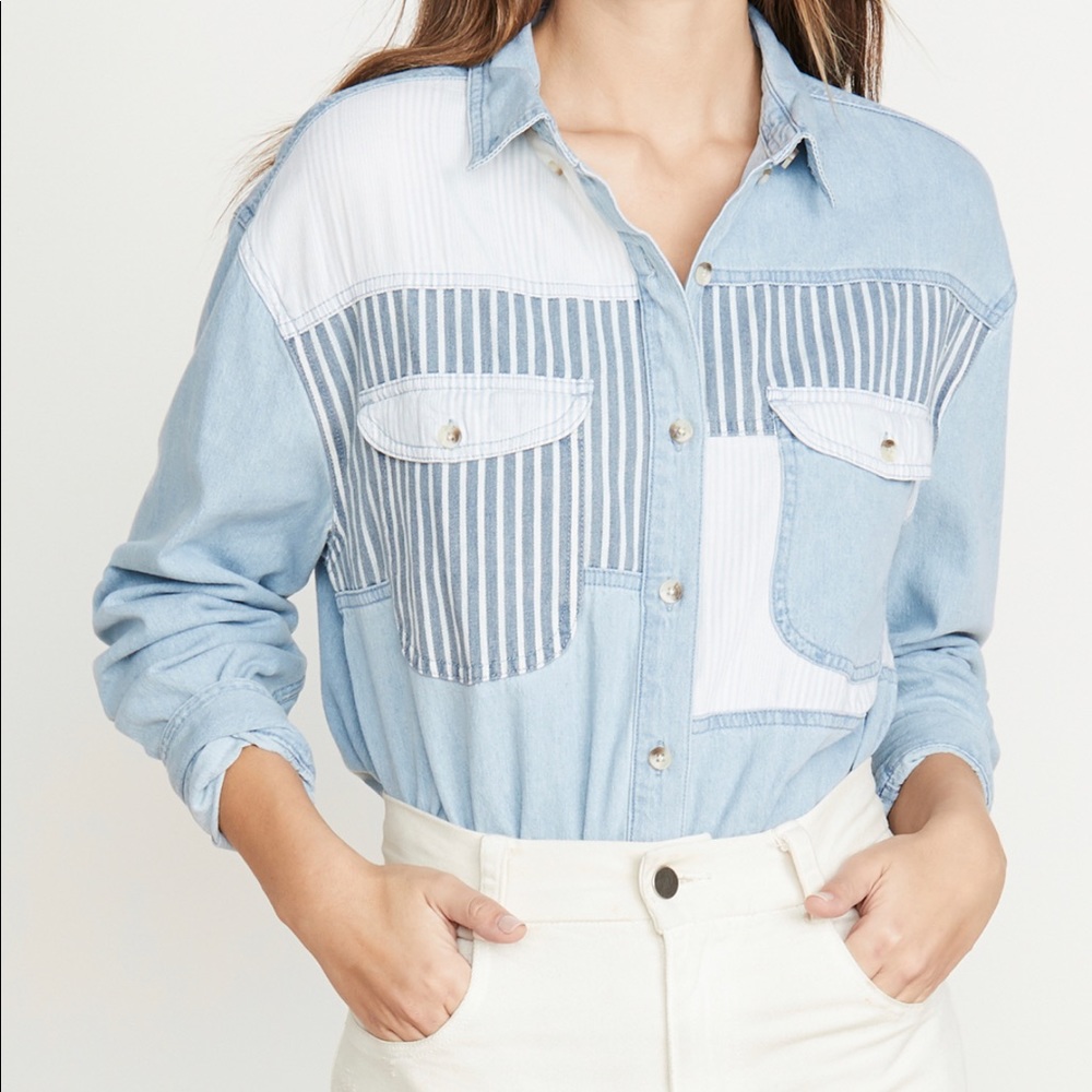NWT Rolla's Patch Denim Shirt Women 6